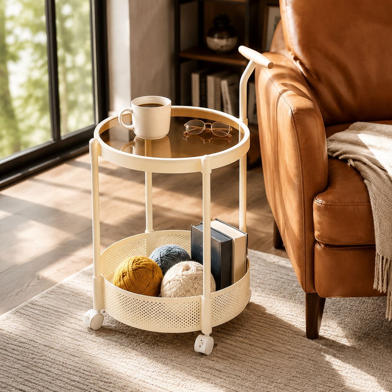 Luxury glass coffee table with gold frame