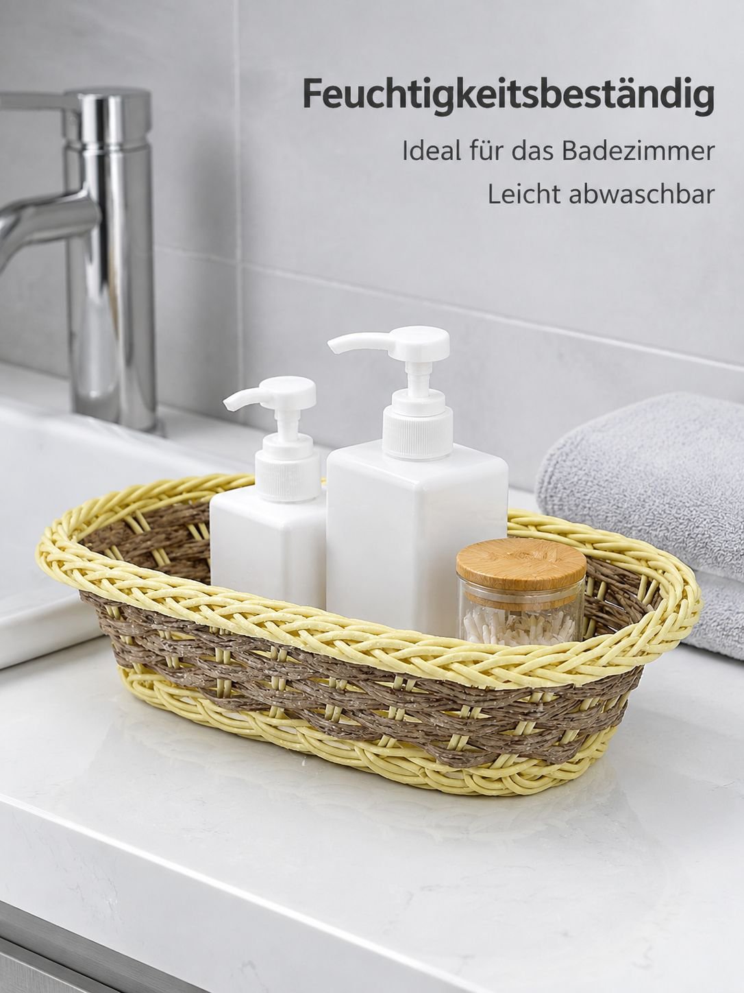 Kunst-Rattan Aufbewahrungskorb für Fernbedienungen und Kleinteile