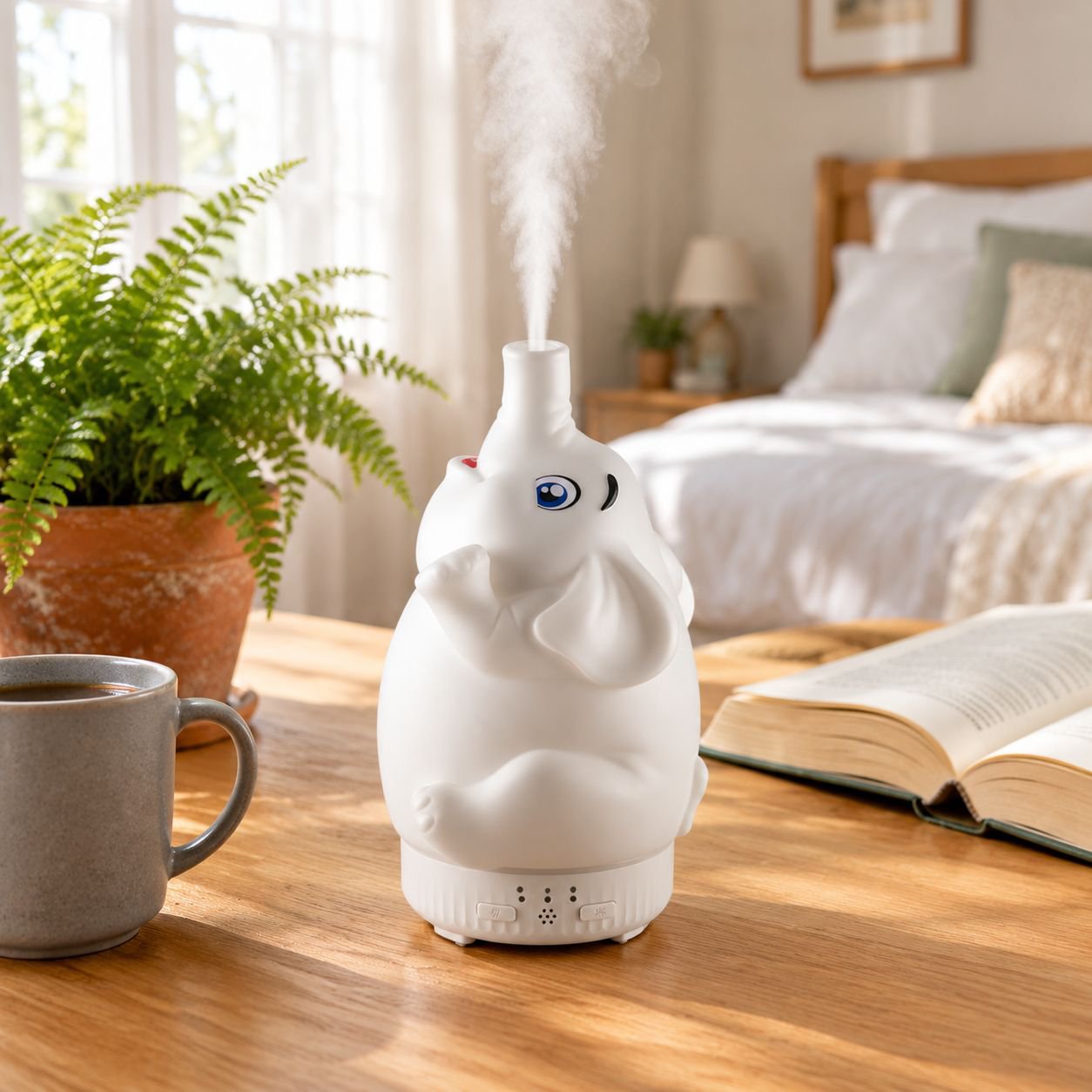 Colorful Light Rotating Elephant Aroma Diffuser, Silent Jellyfish Mini Humidifier
