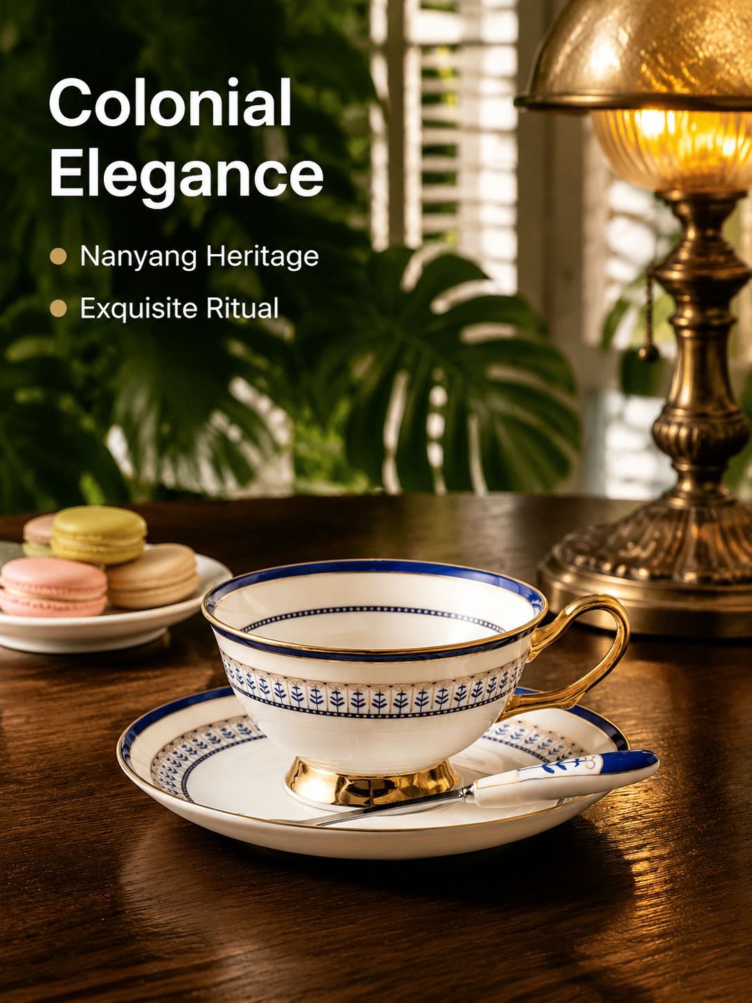 Golden edged bone china tea cup and saucer set