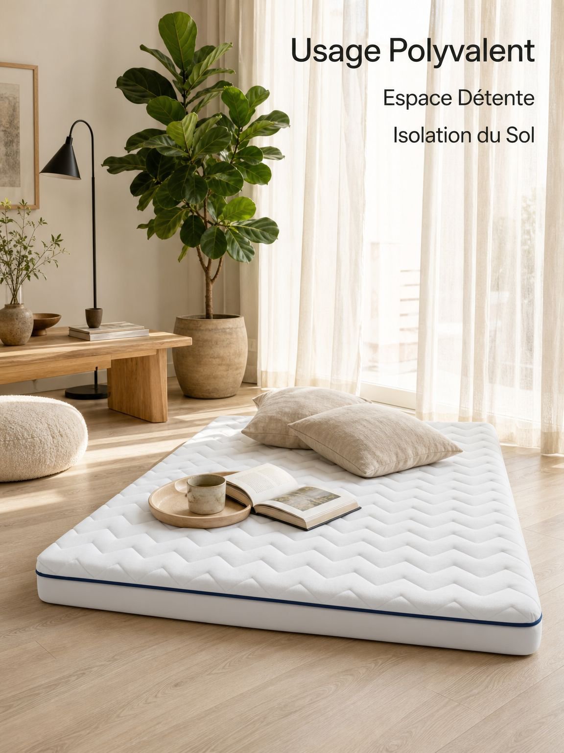 Surmatelas épais adapté à un couchage de dortoir