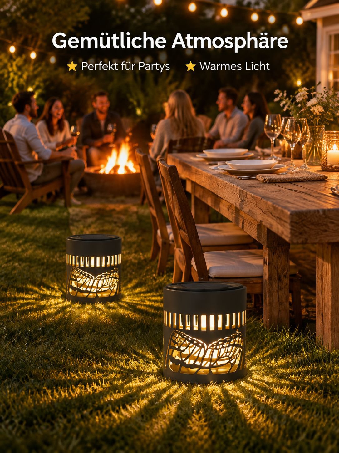 Perfekte Beleuchtung für Gartenpartys und Outdoor-Ambiente