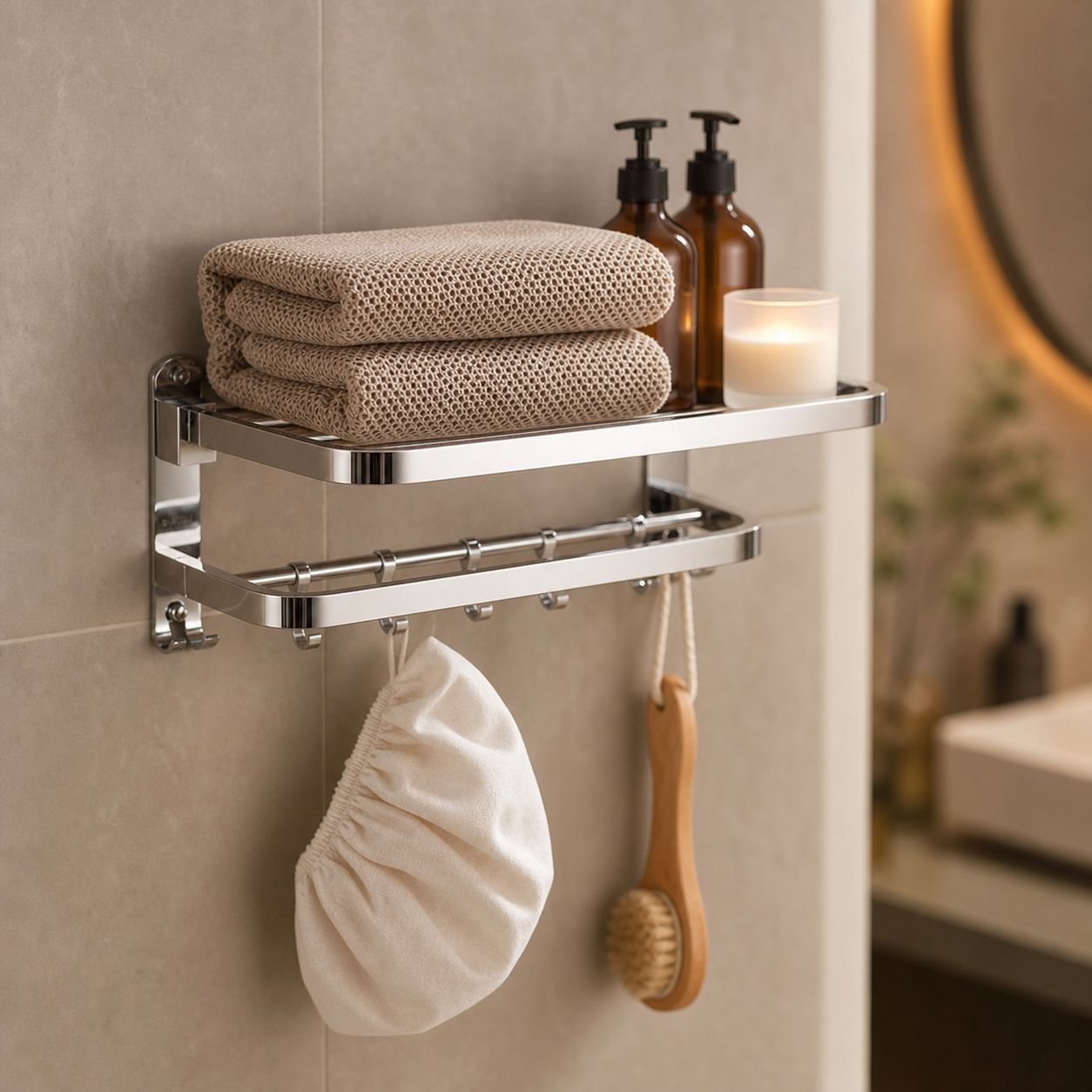 Stainless Steel Bathroom Towel Shelf