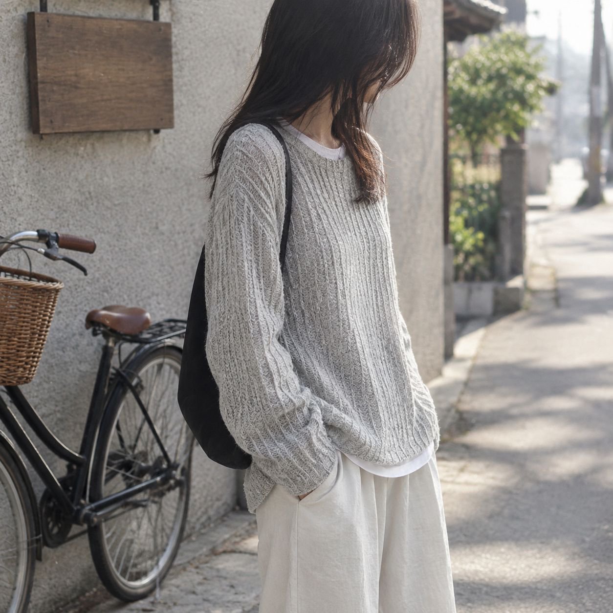 春秋用女性ルーズフィットパンチングカーディガン