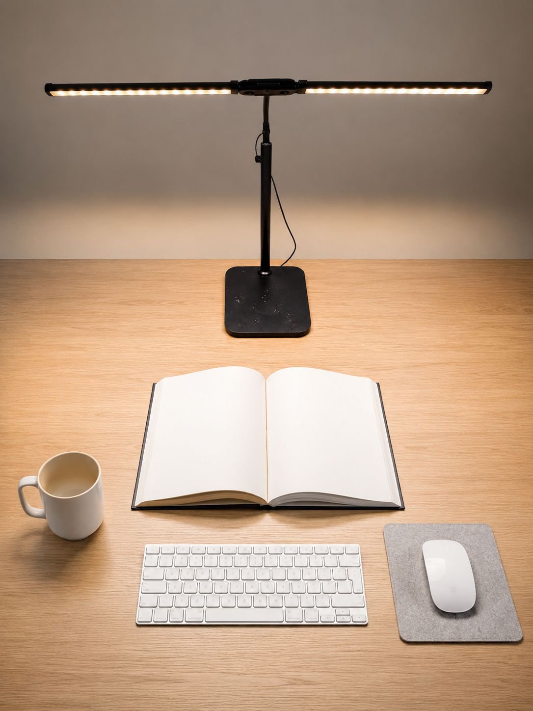 Lampe de bureau à double tête avec éclairage réglable
