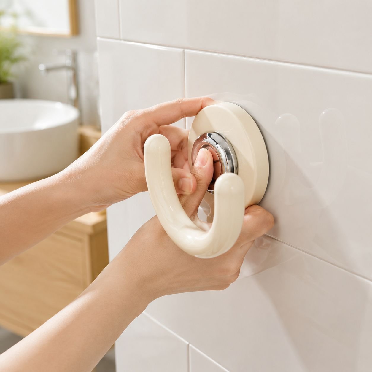 Wall-mounted Bathroom Suction Slipper Rack with Draining Storage Shelf