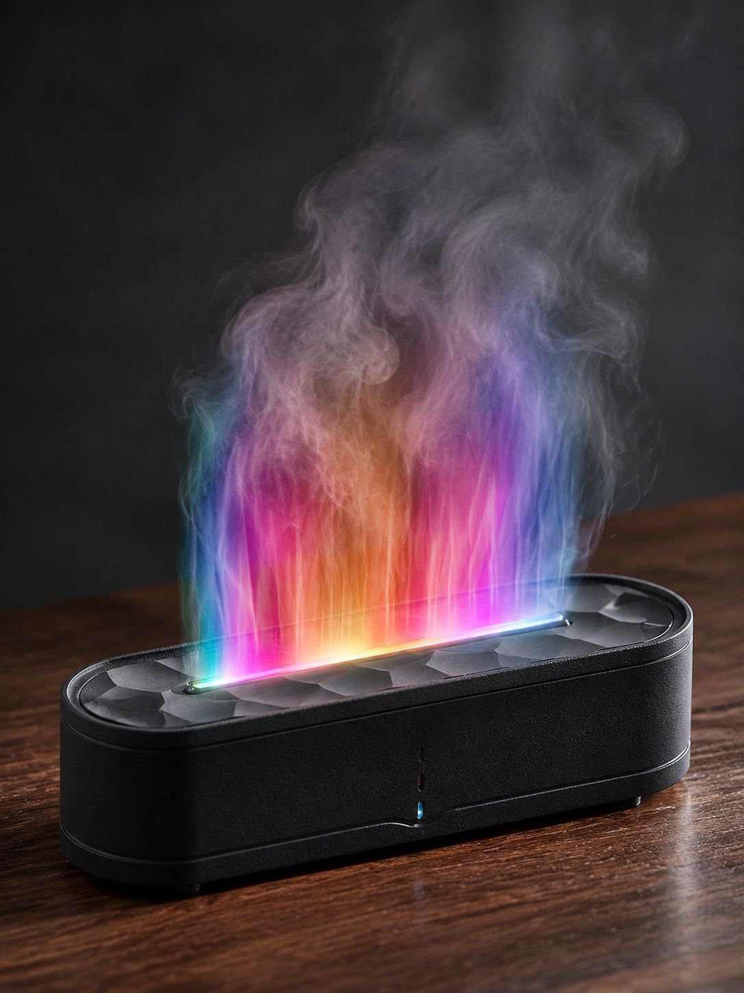 Difusor de aromas con efecto de llama realista y luz ambiental de colores