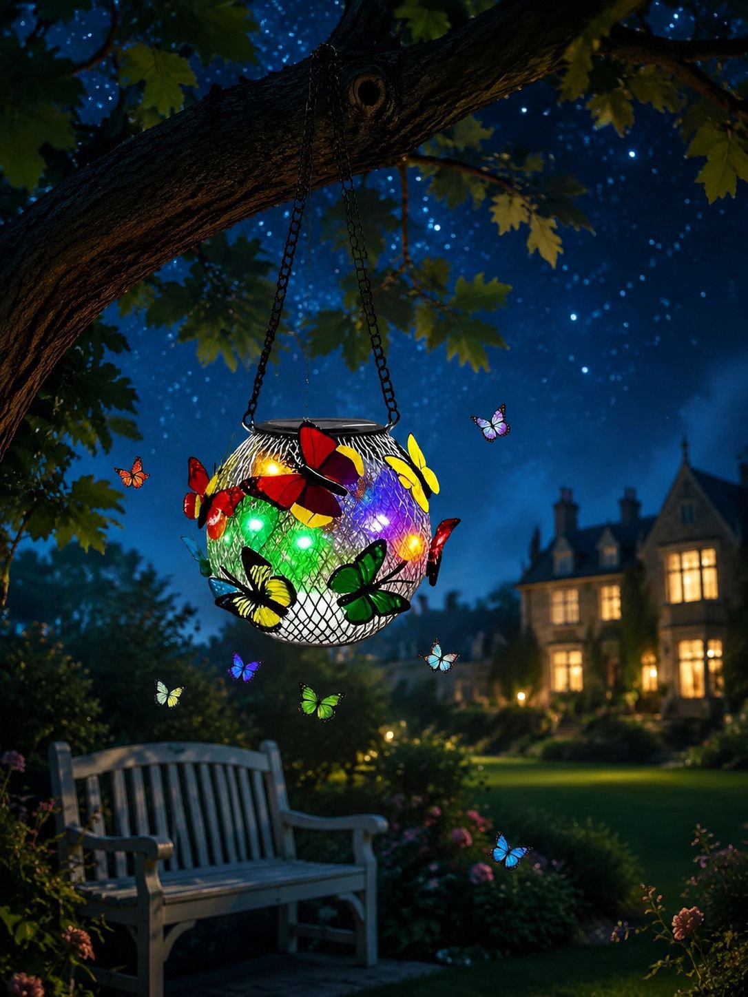 Eco-friendly solar light with butterfly design for patios