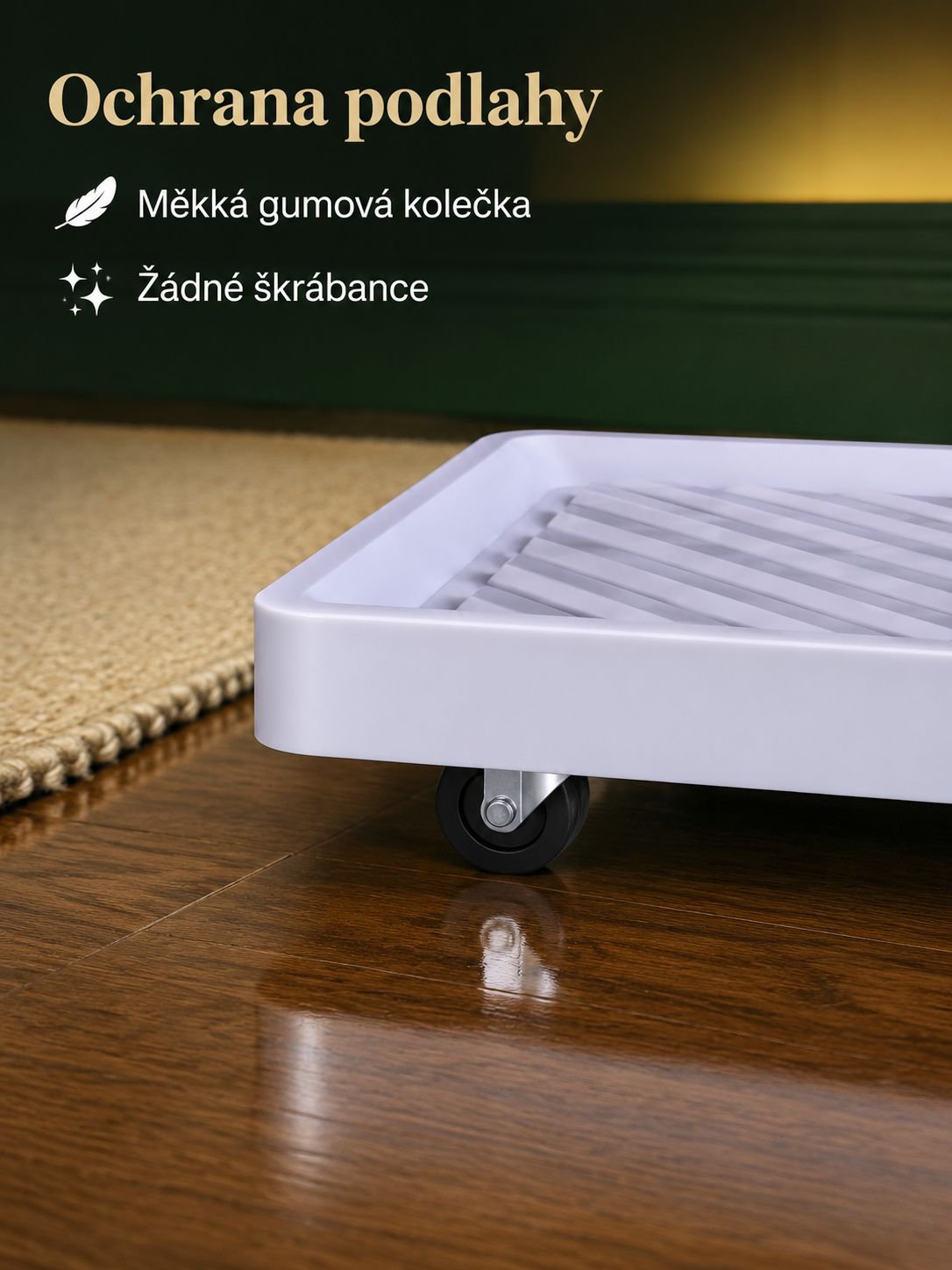 Čtvercová luxusní prodyšná úložná krabice se skrytými otočnými kolečky