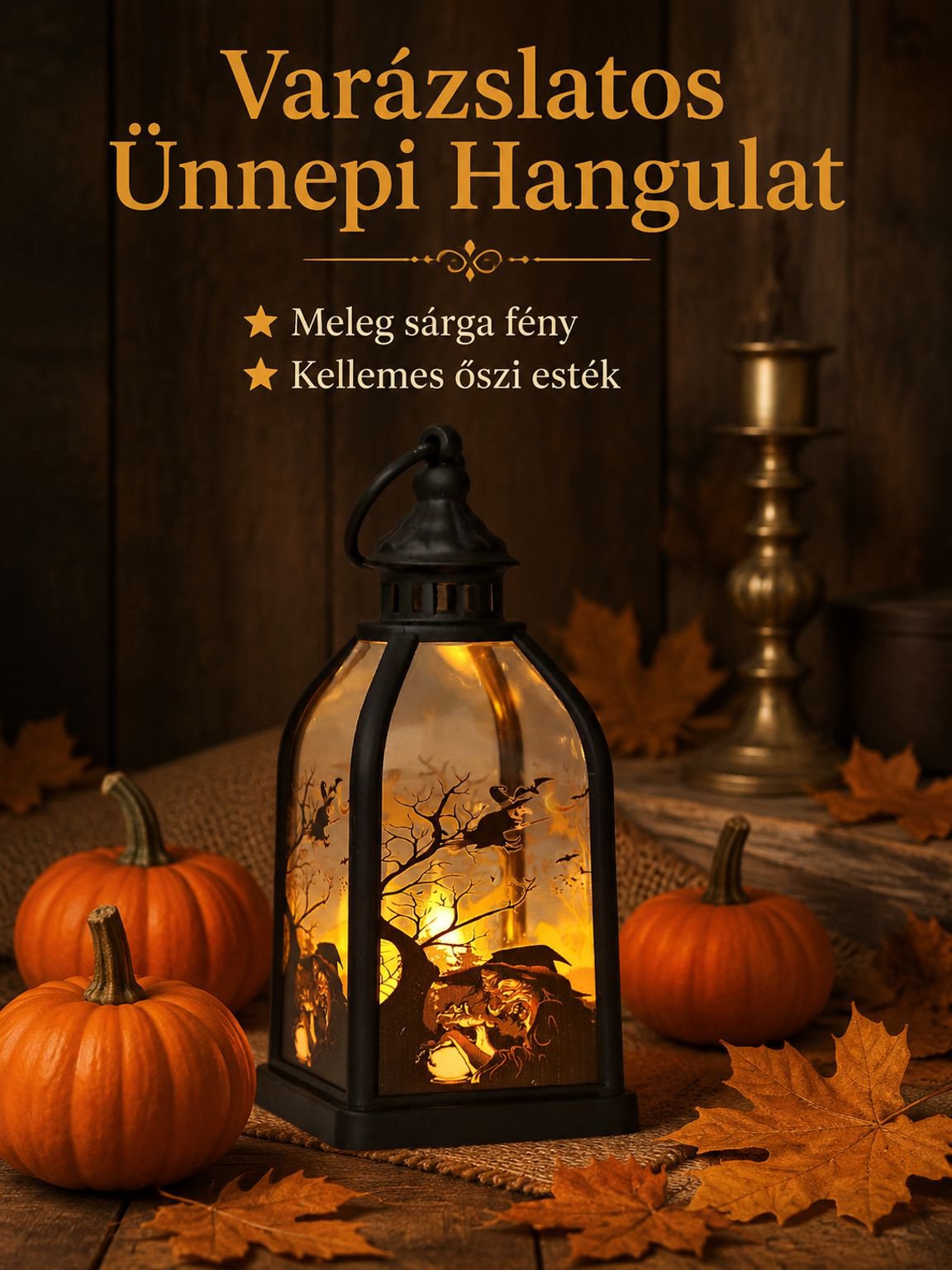 Retro Halloween Tök Gyertya Lámpa Dekorációs Dísz