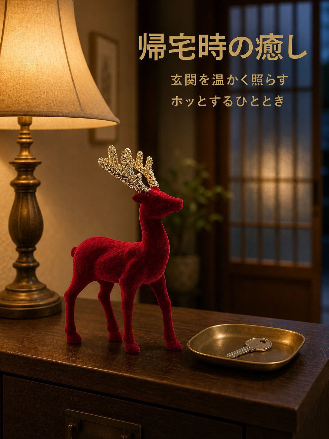 フロッキー加工の鹿のペンダント