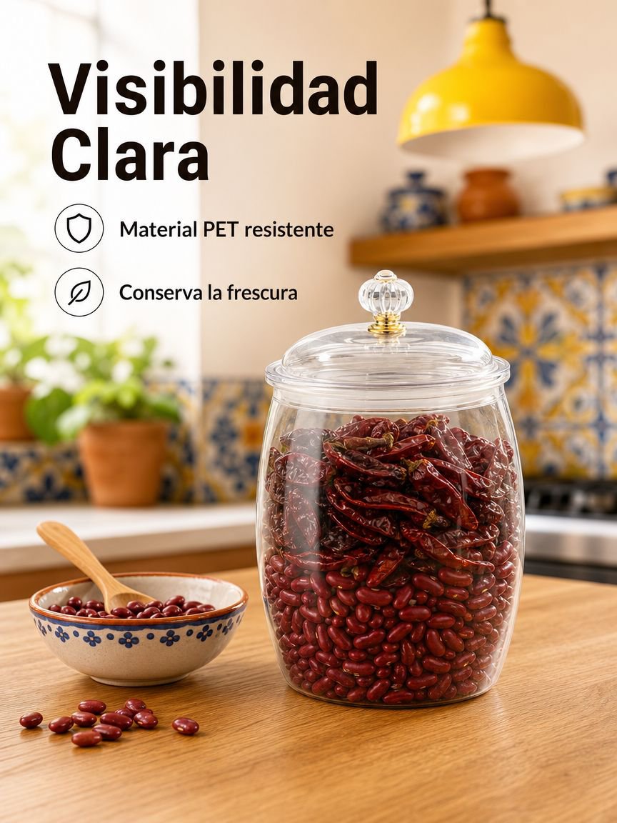 Tarro sellado de PET transparente para conservación de alimentos