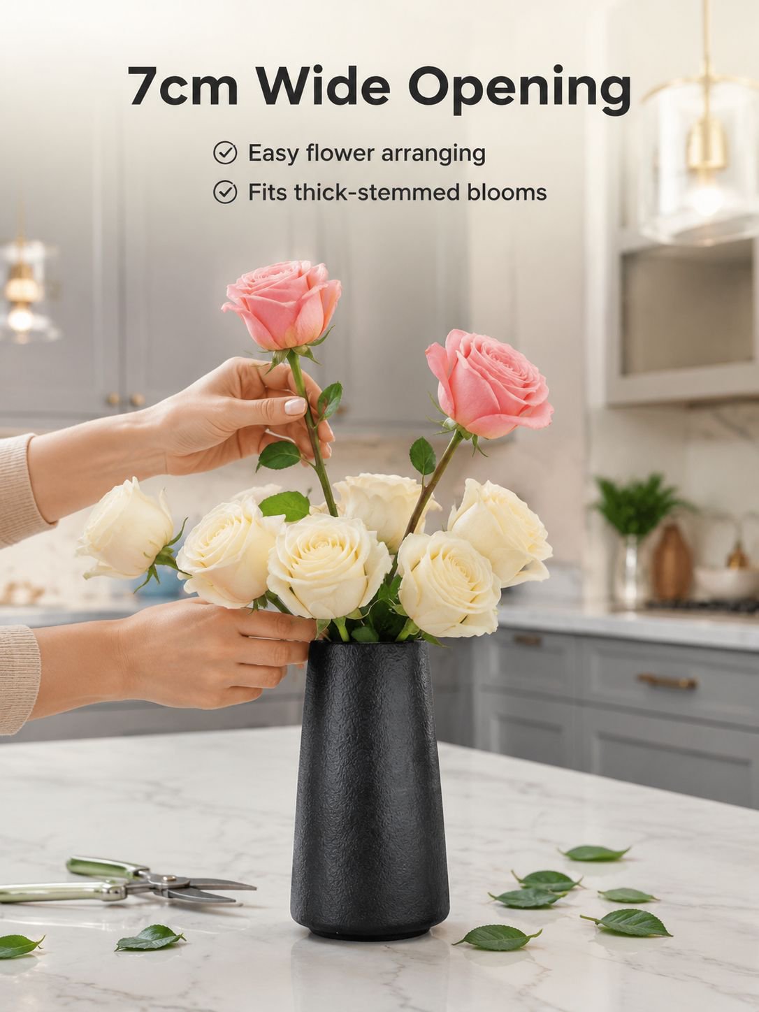 Minimalist large-mouth ceramic vase for living room