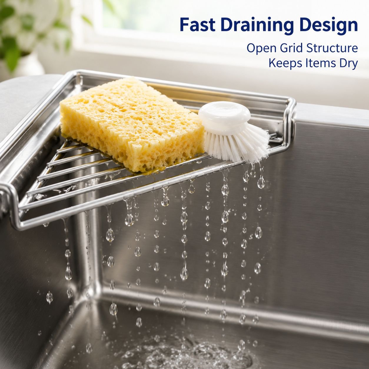 Stainless steel kitchen sink drain rack