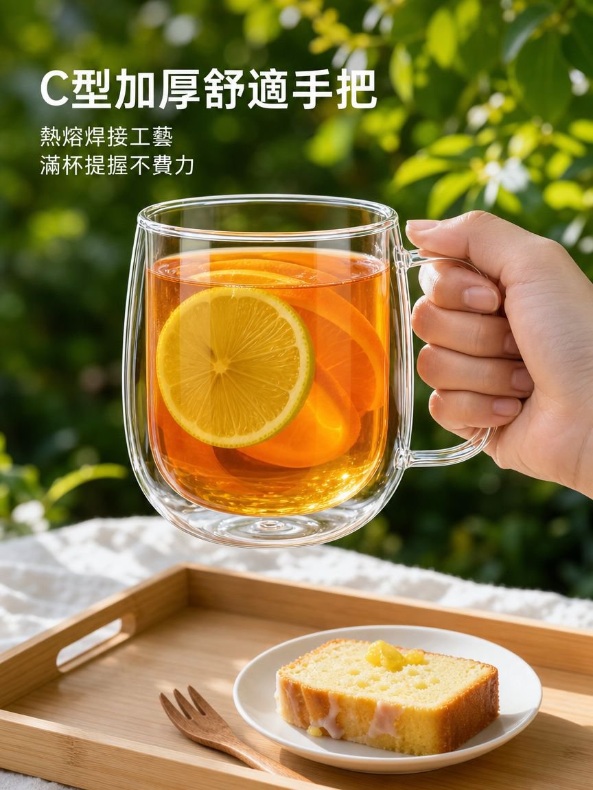雙層玻璃杯家用手把杯