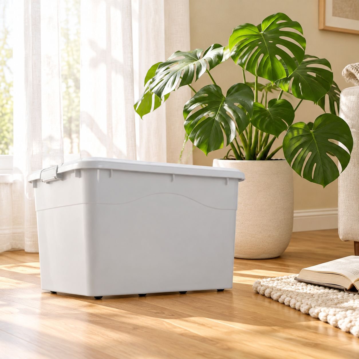 Caja organizadora de plástico grueso al por mayor, grande para guardar ropa