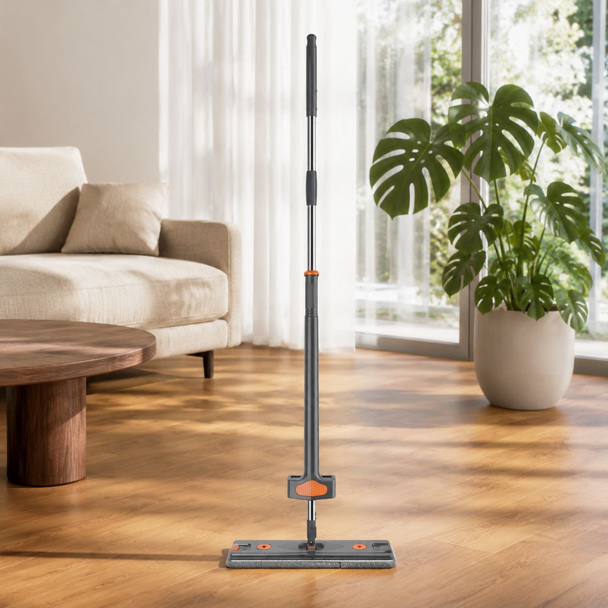 Self-Wringing Wet and Dry Flat Mop with Mop Net