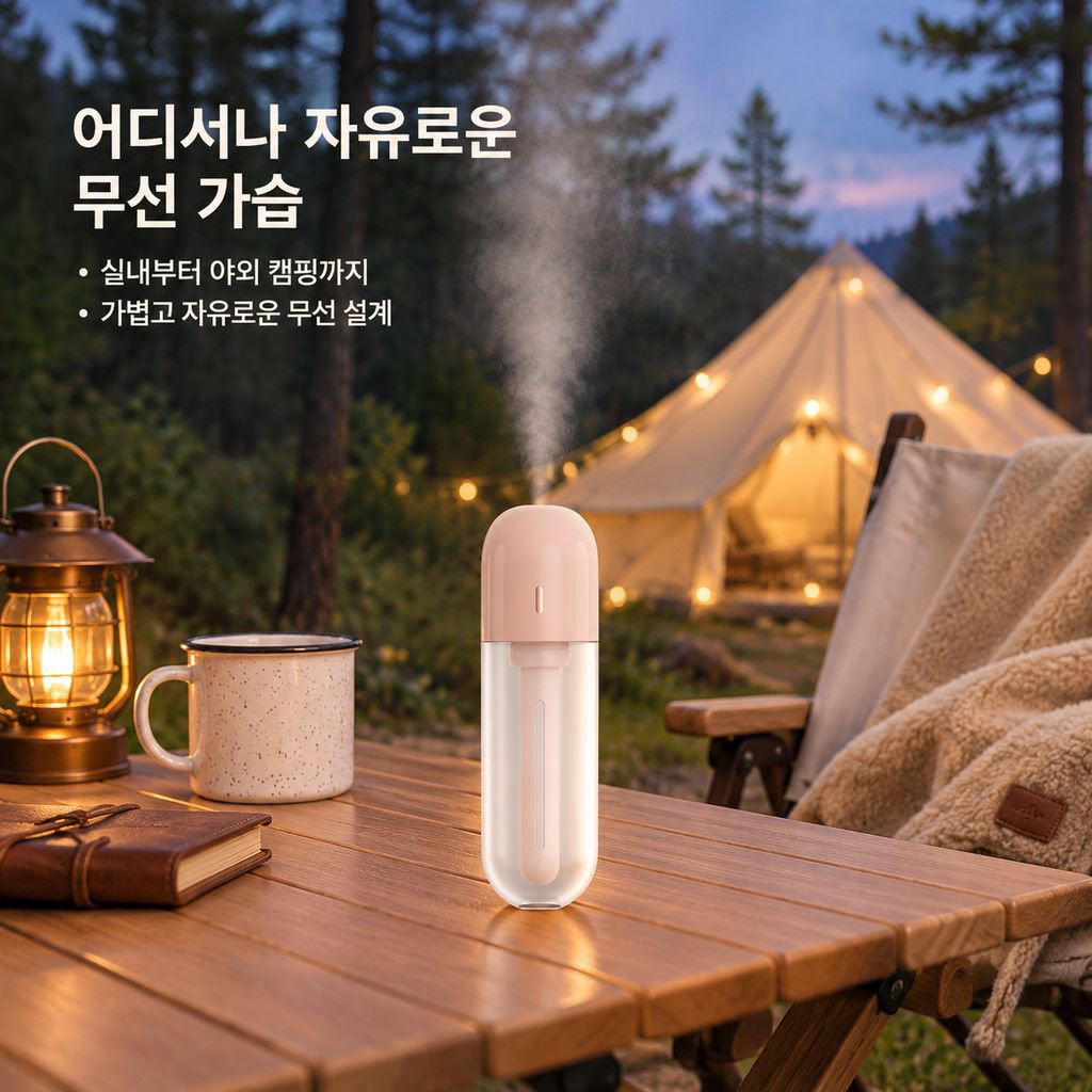 미니 무선 휴대용 가습기 (사무실·캠핑용)