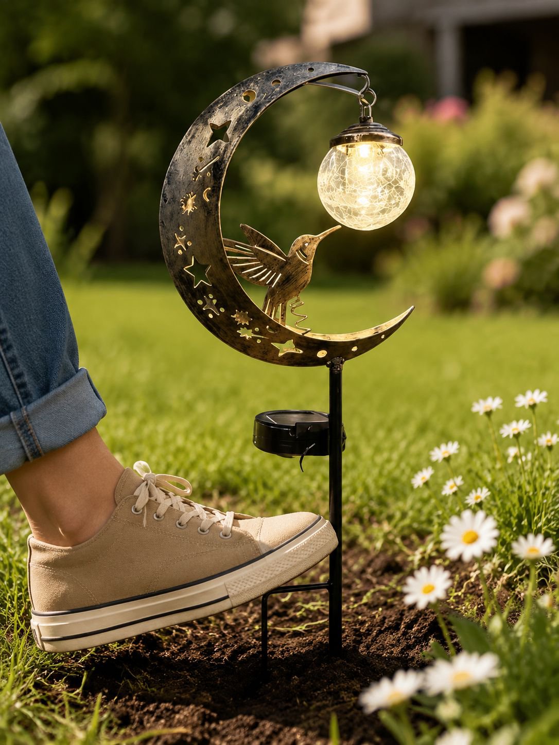 Lampe solaire colibri étanche pour balcon