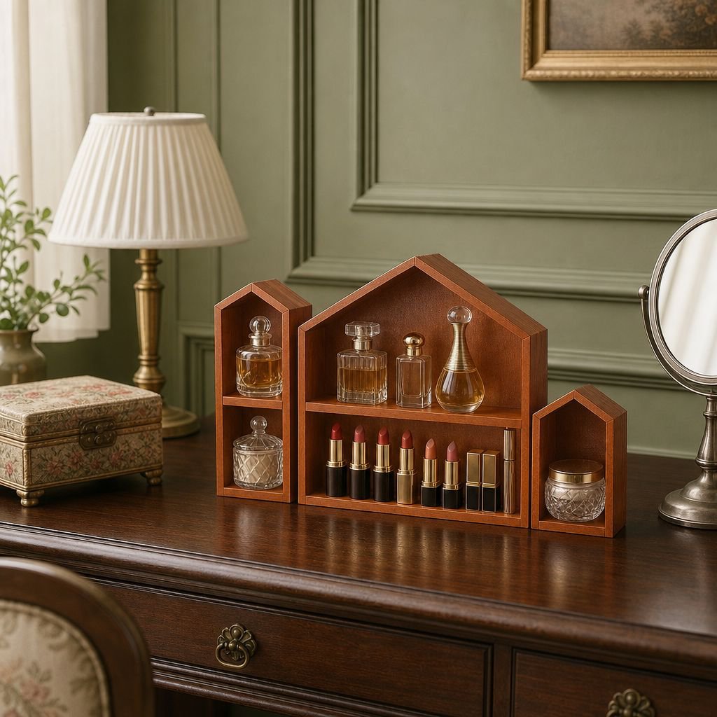Retro style organizer for lipstick, perfume, and dolls