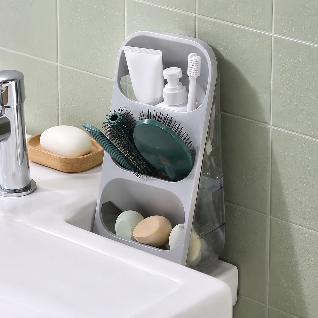 Stylish desk tidy box with multiple compartments