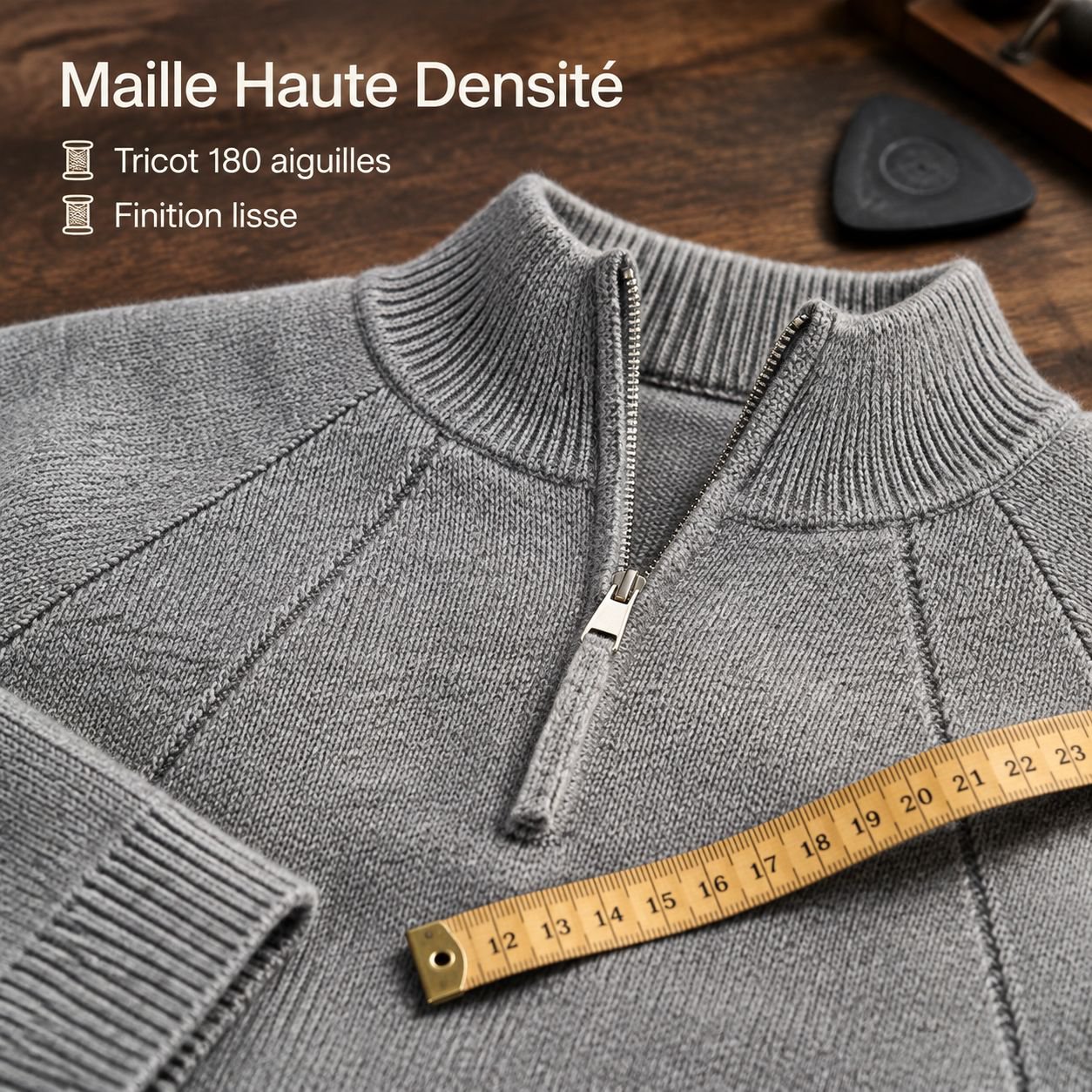 Sweater homme automne à demi-zip col montant