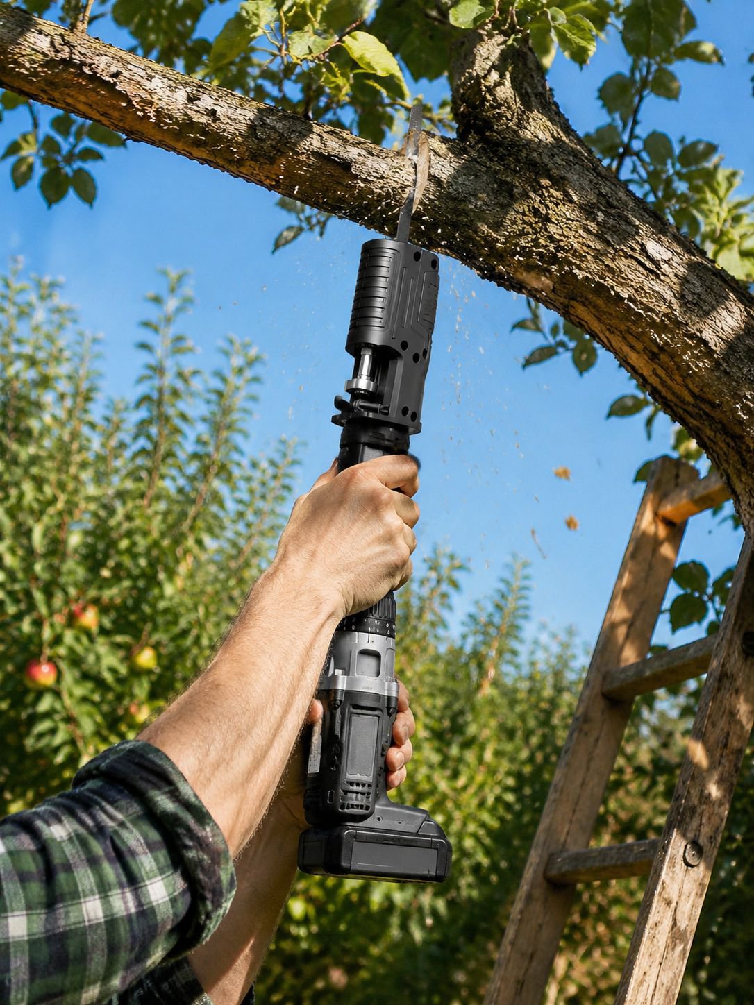 Electric drill with multi-purpose saw conversion head