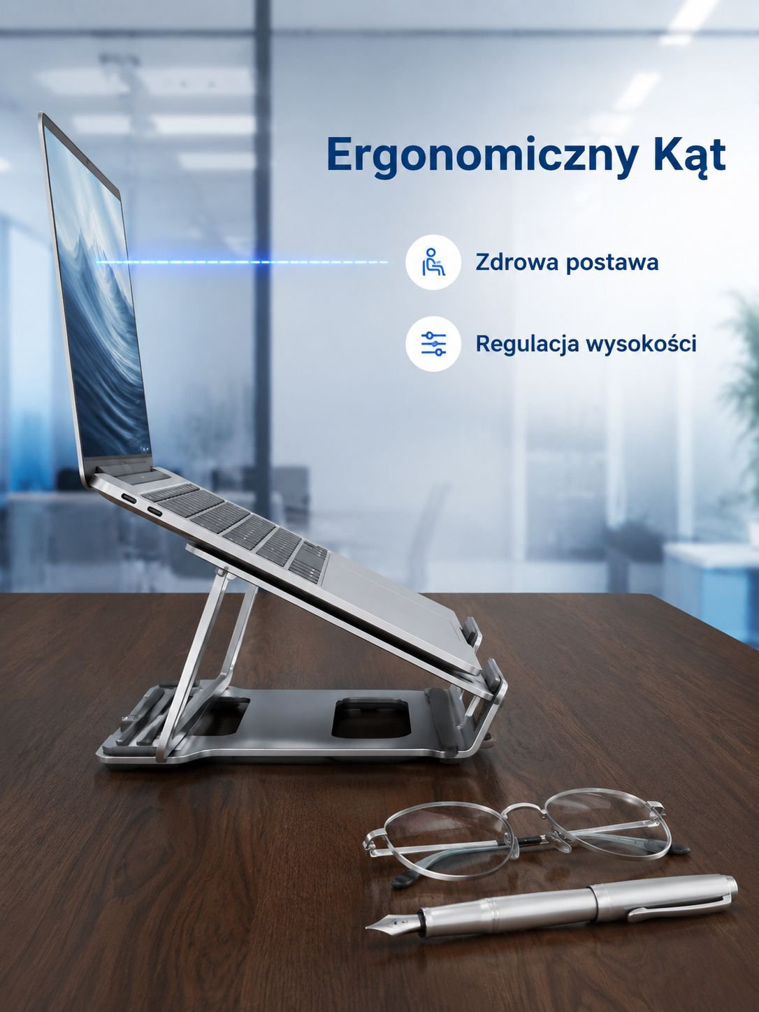 Składany aluminiowy stojak na notebooka, przenośna podstawka na biurko z funkcją chłodzenia