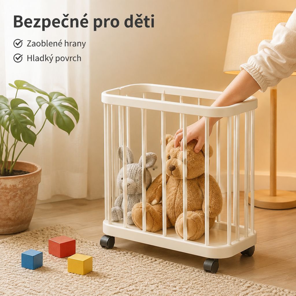 Multifunkční koupelnový regál na kolečkách na uložení jógamatky, fitness vybavení a špinavého prádla