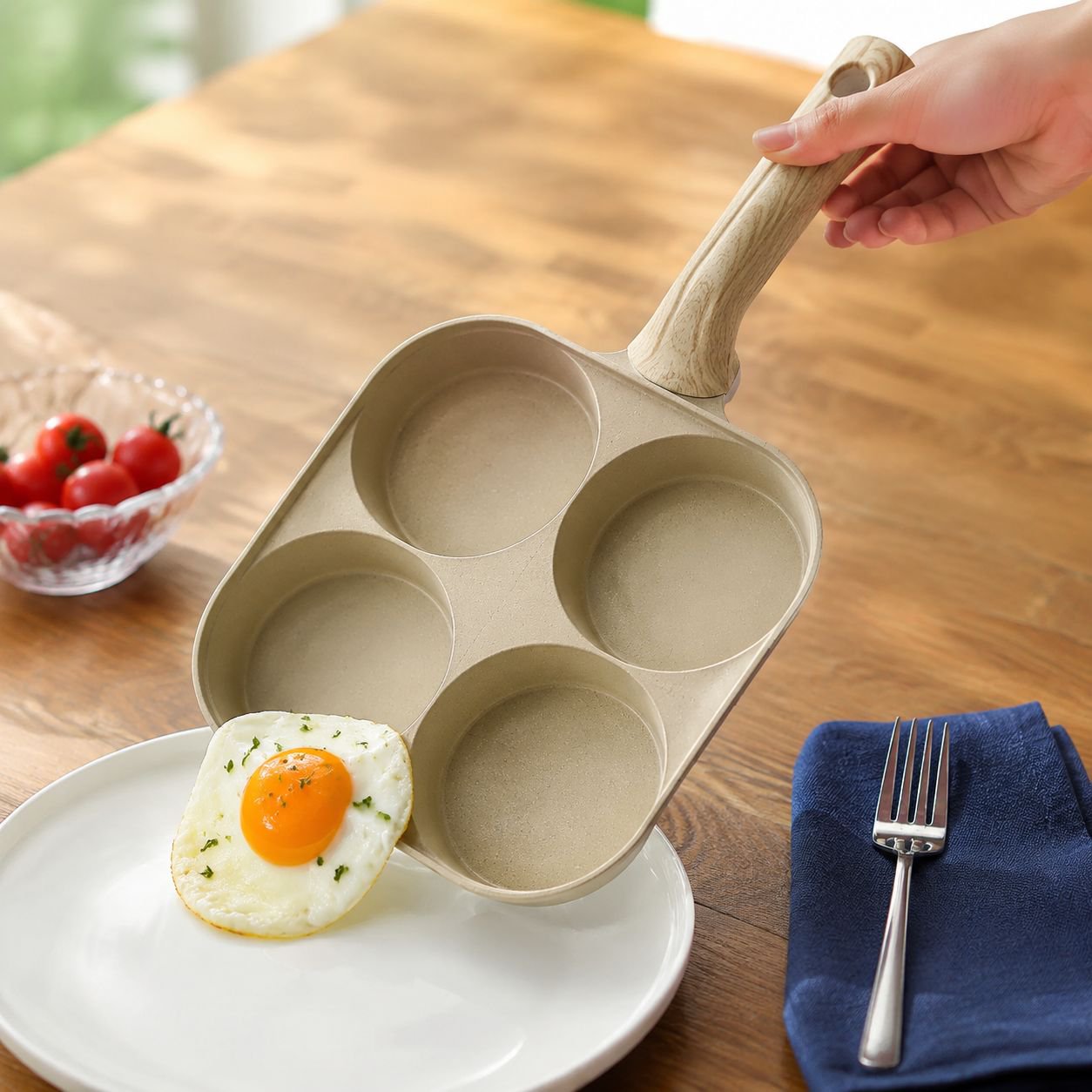 Titanium three-in-one frying pan breakfast pan non-stick pan fried egg hamburger non-stick thickened