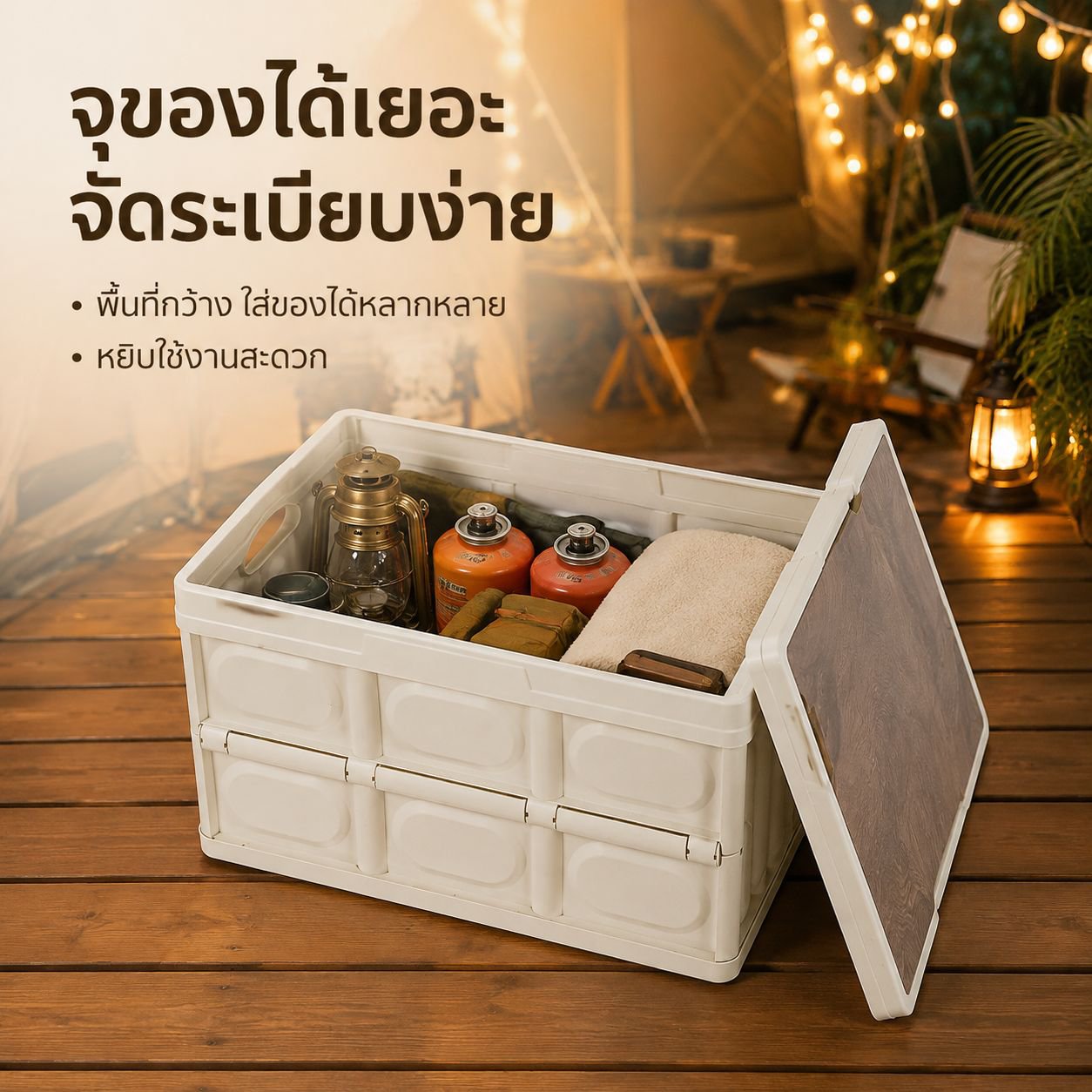 กล่องเก็บของพับได้สำหรับตั้งแคมป์กลางแจ้ง