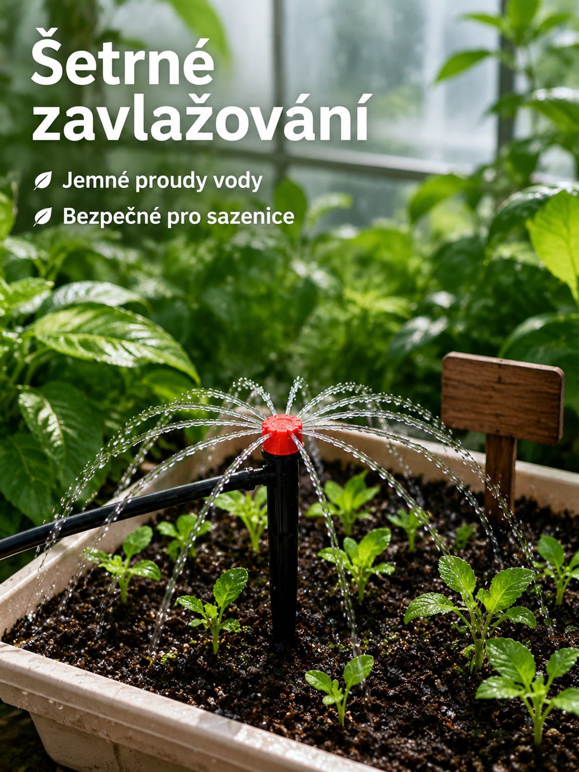 Zahradní postřikovač s úsporou vody
