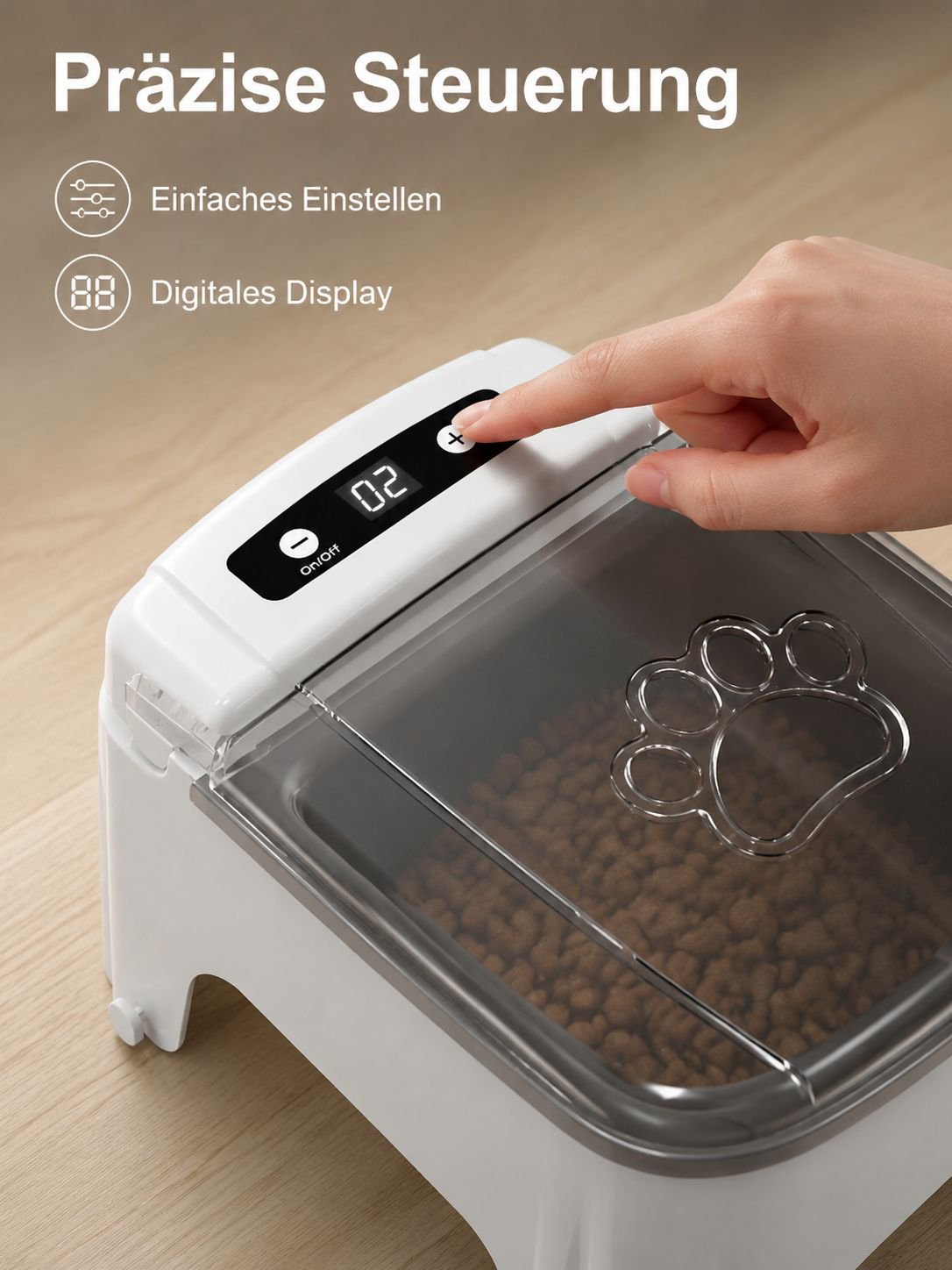 Automatischer Futterspender mit Sensor und Feuchtigkeitsschutz für Katzen und Hunde