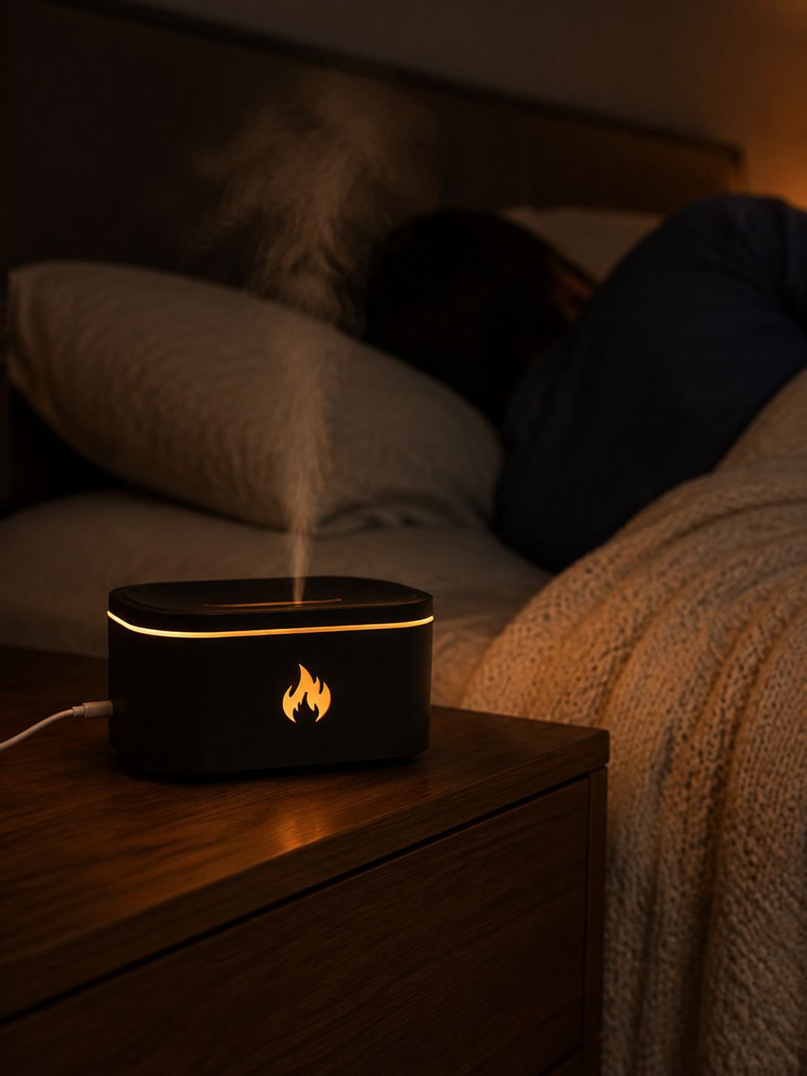 New Colorful Simulation Flame Aroma Diffuser USB Plug-in Home Desktop Ambient Night Light Atomizing 