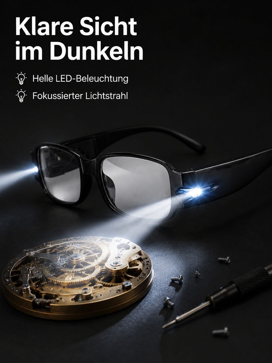 Night Vision LED Magnifying Glasses with UV Protection and Banknote Verification Function for Optica