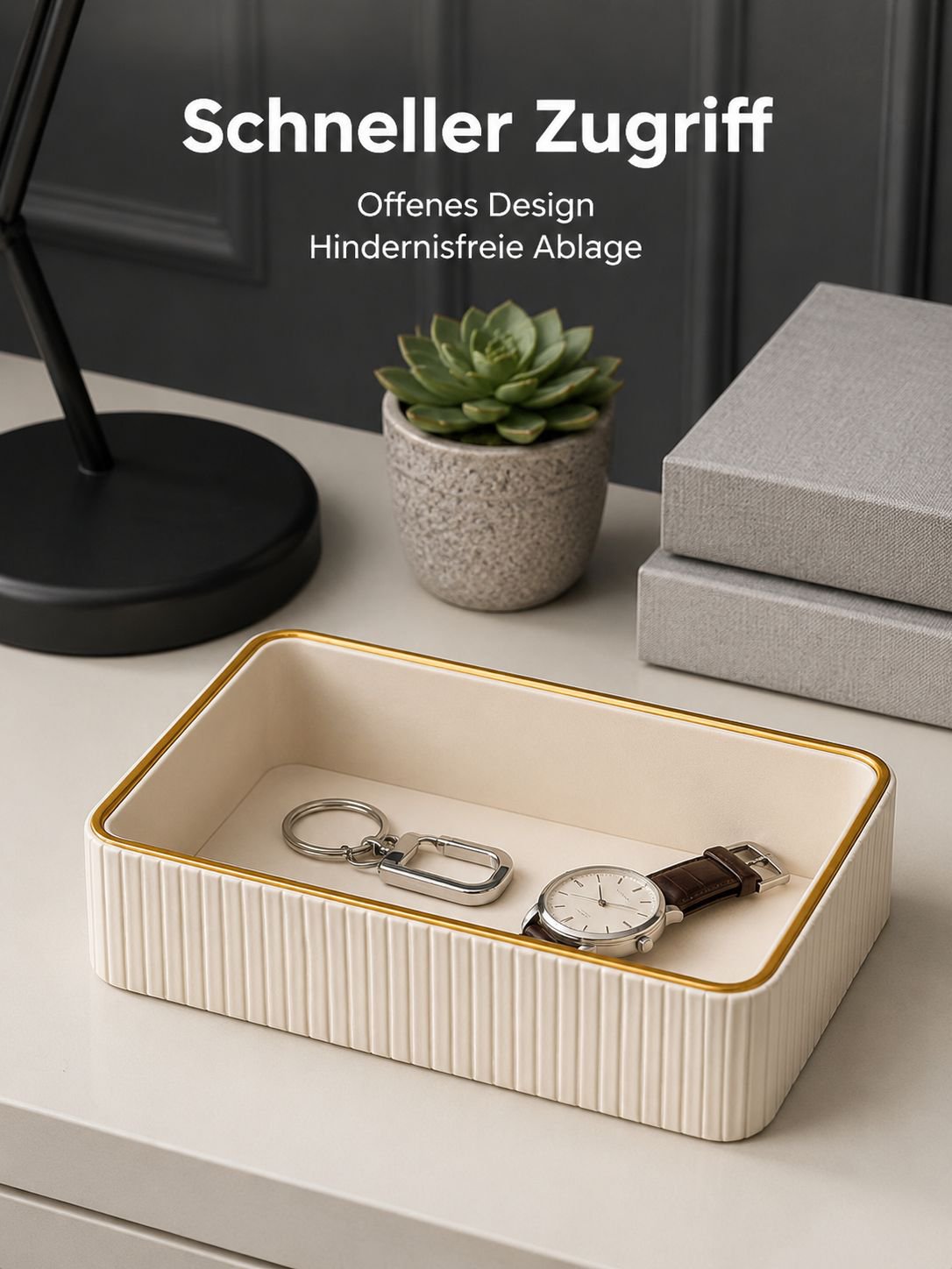 Luxuriöse cremeweiße Aufbewahrungsbox für Schmuck und Kosmetik