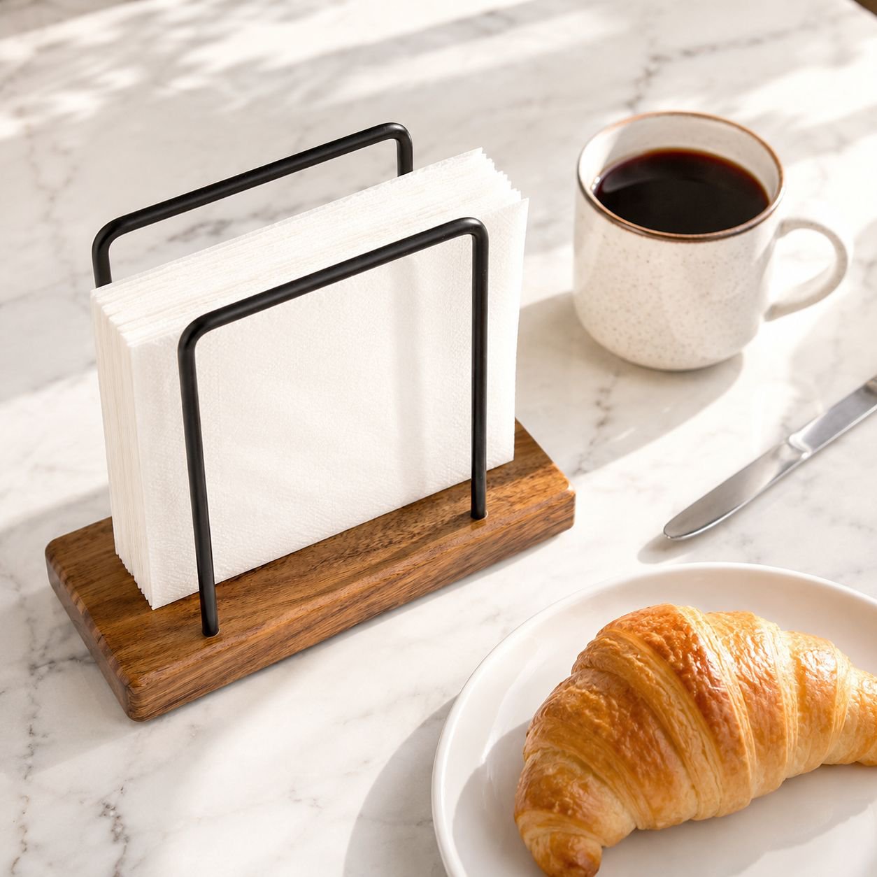 Support à serviettes design en bois pour établissement de restauration