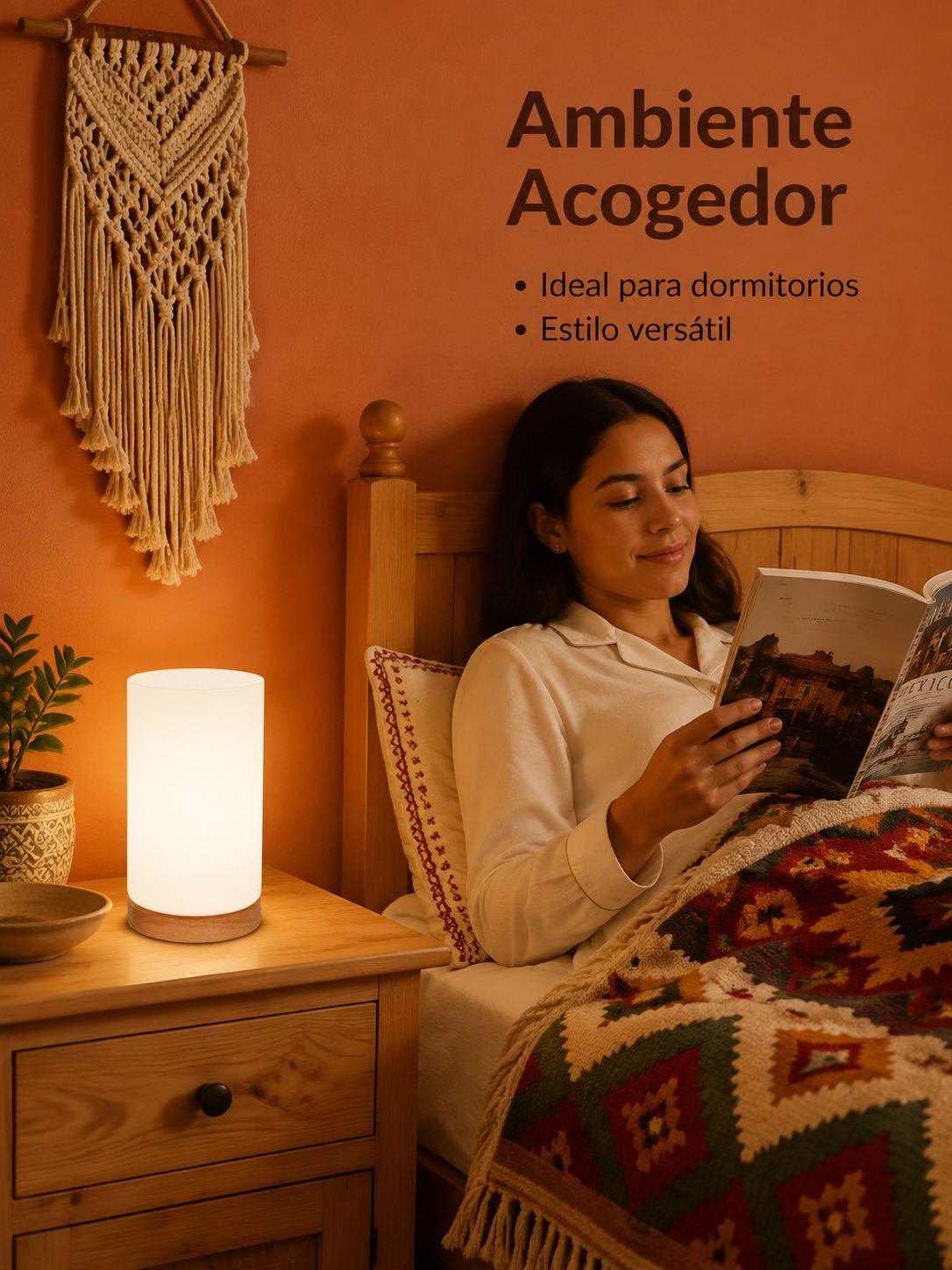 Lámpara de noche de luz cálida para dormitorio