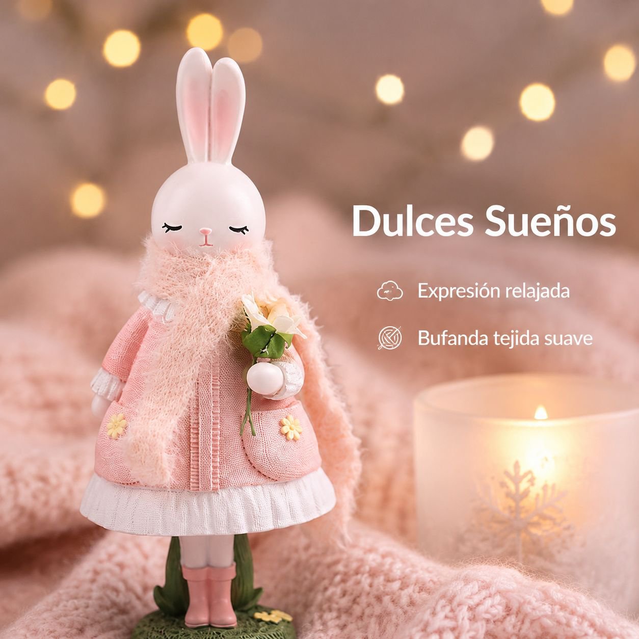Adorno de resina para mesa de hogar con lindo conejito de dibujos animados