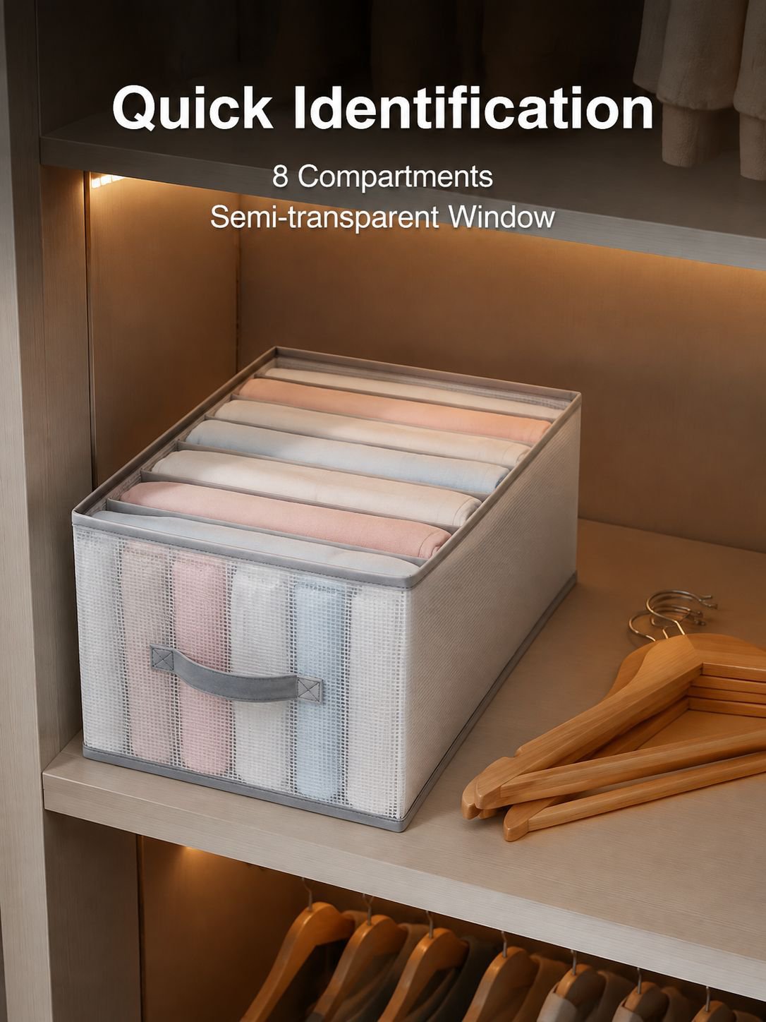 Transparent PP board washable wardrobe drawer organizer, underwear and panty compartment, large 8-co