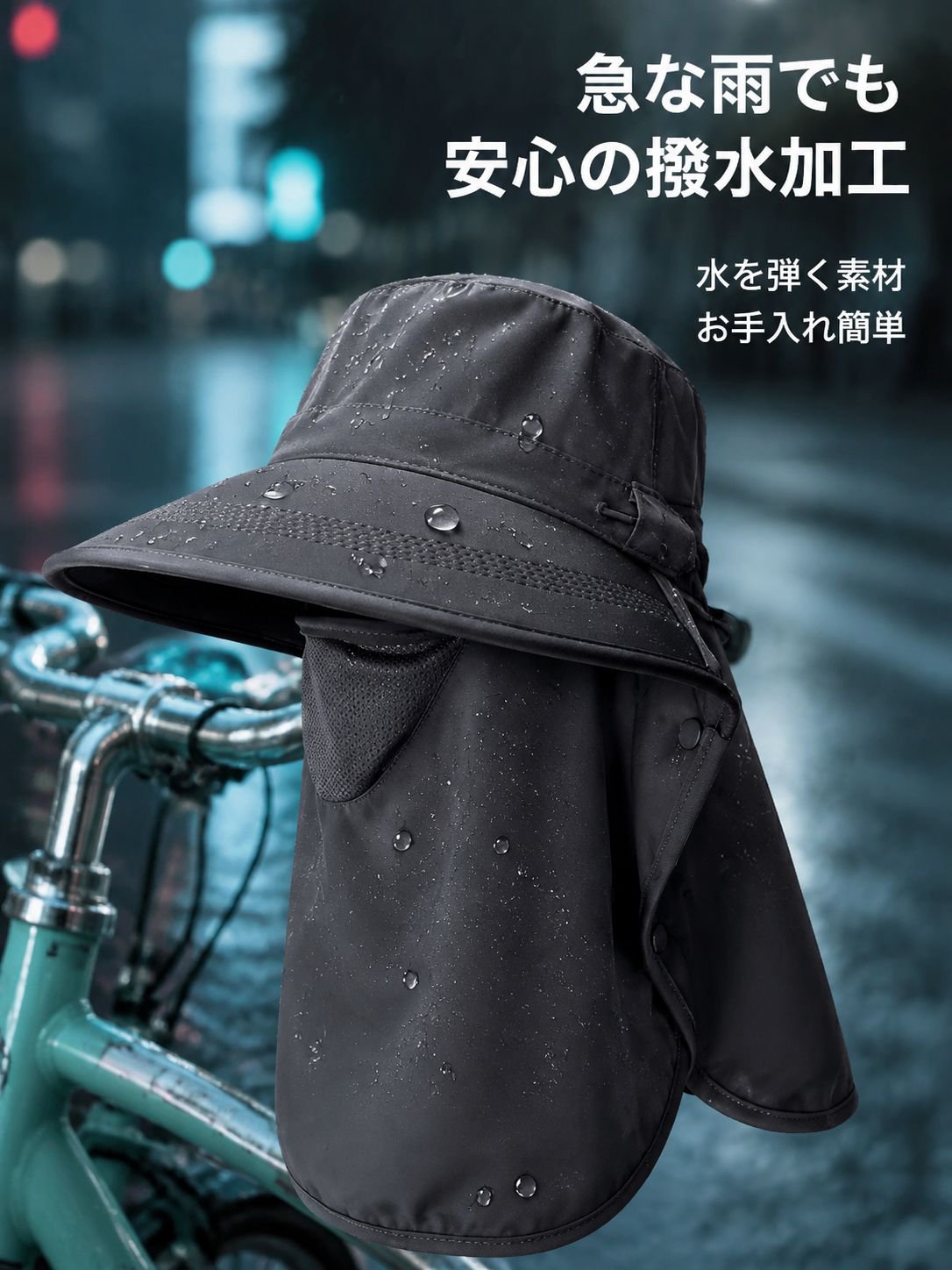 大きなつば付きUVカットサンハット