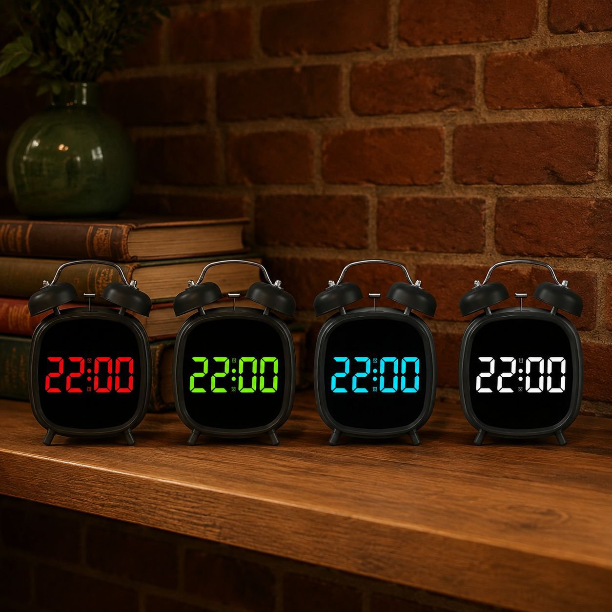 Back view of Metal Bell High Volume LED Digital Clock