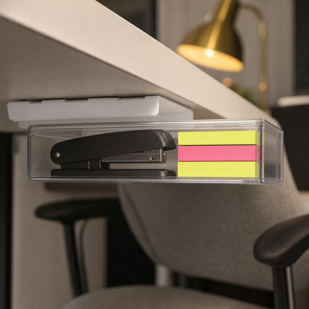 Invisible drawer for under desk organization