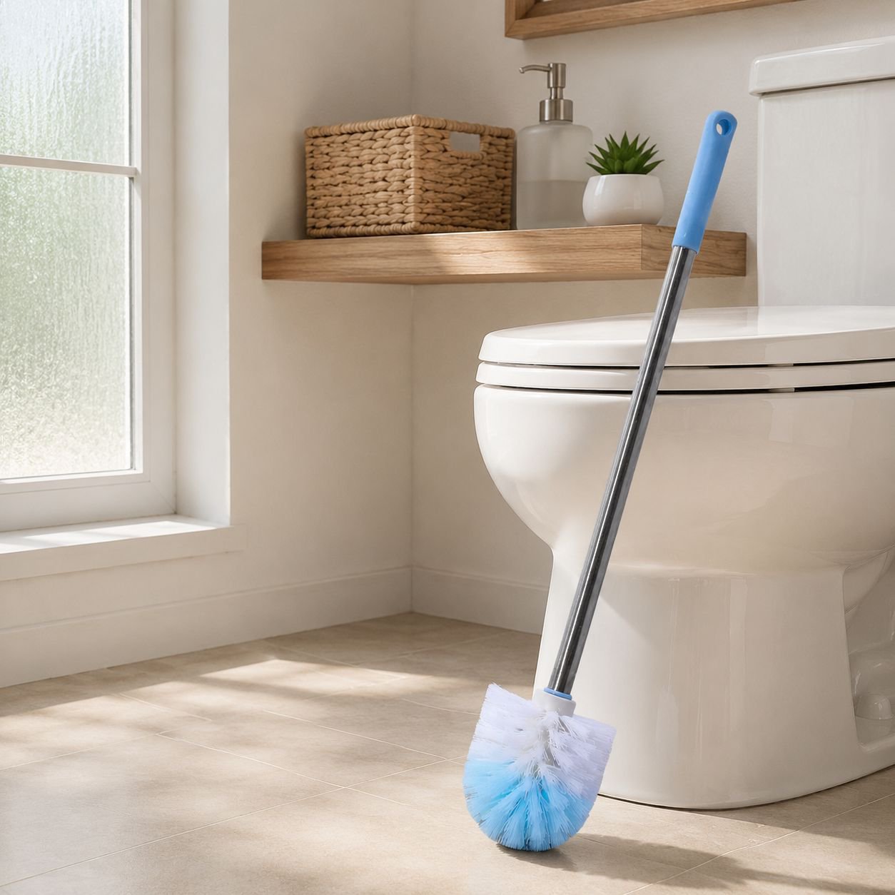 Extended Handle Stainless Steel Toilet Cleaning Brush