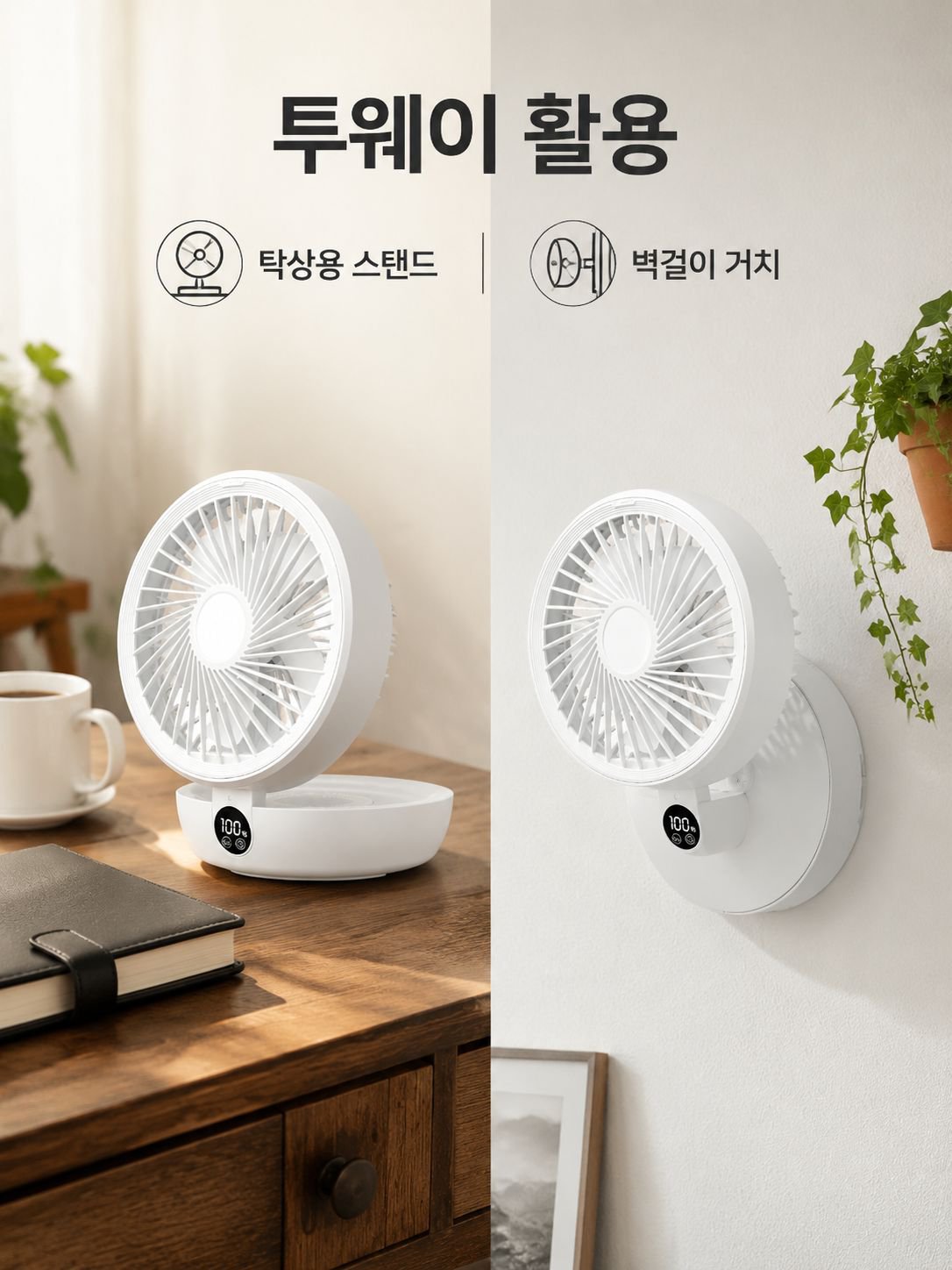 USB 골드 미니 테이블 선풍기 충전식 침대 머리맡 사무실 벽걸이 주방 선풍기