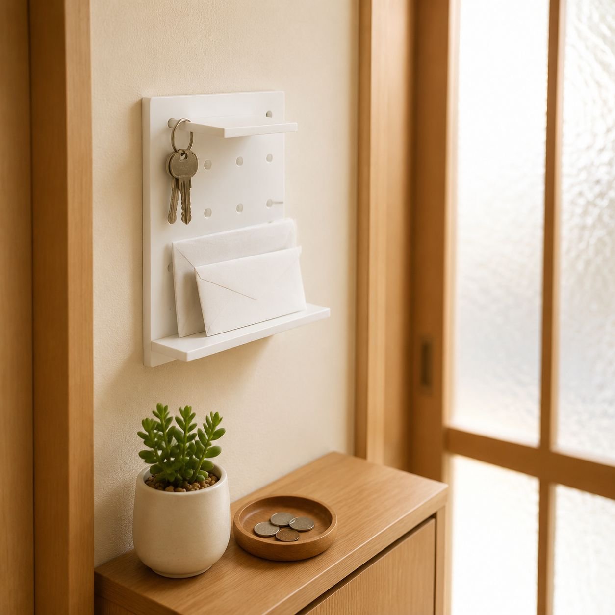 壁掛けプラスチック有孔ボード収納ラック全体画像
