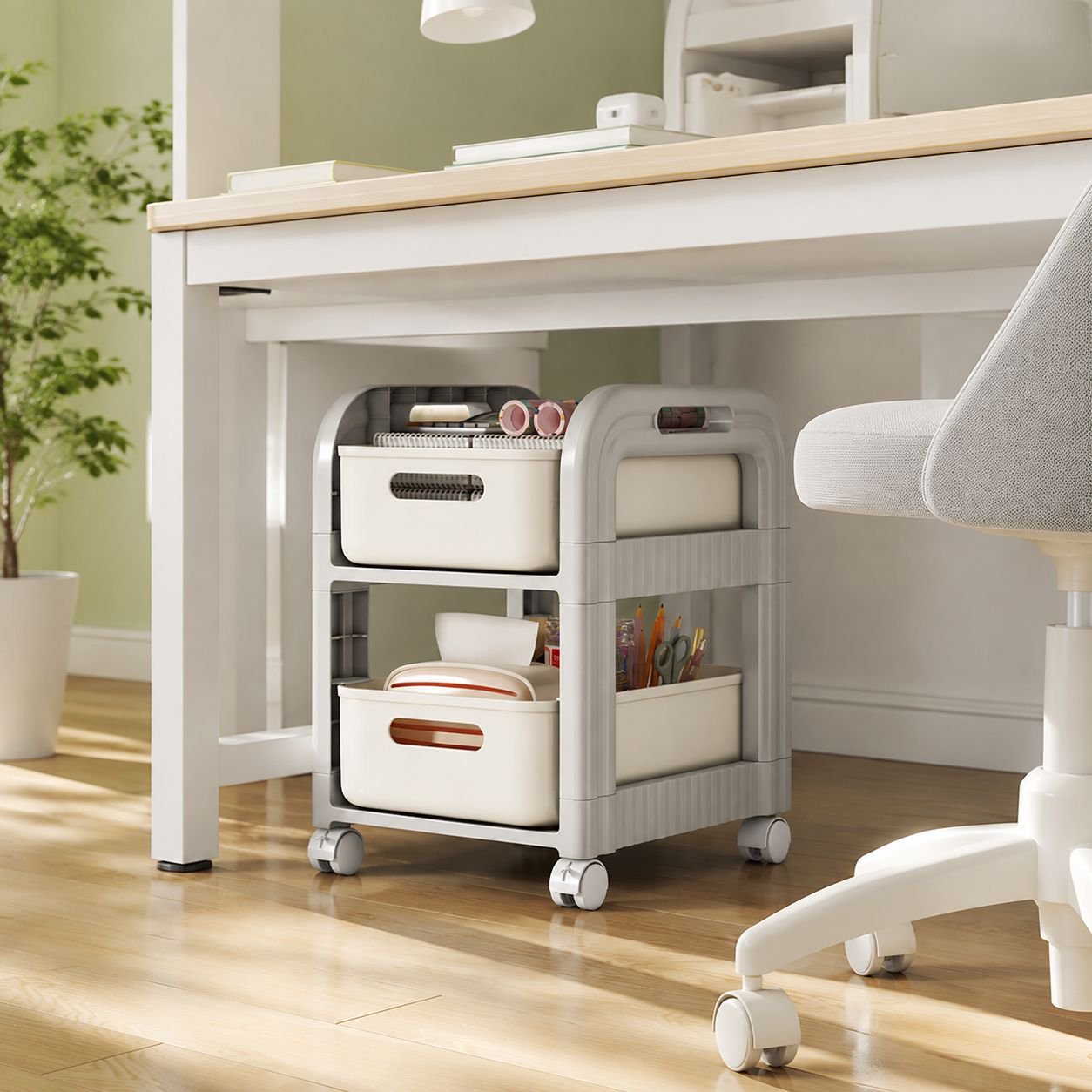Movable Under-table Schoolbag Storage Rack Drawer-type Multi-layer Home Cabinet