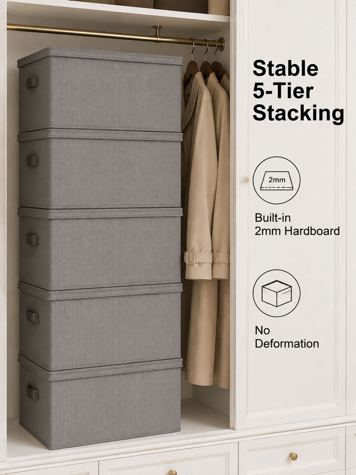 Large Foldable Fabric Storage Box for Wardrobes