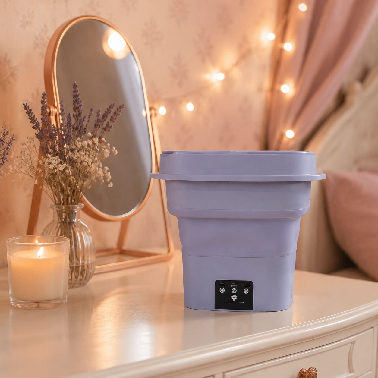 Efficient compact folding washing machine