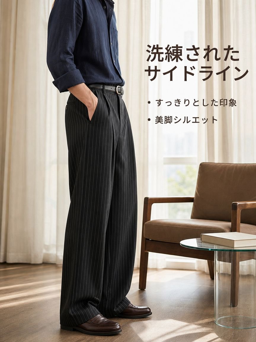 レトロストレートストライプスーツパンツ